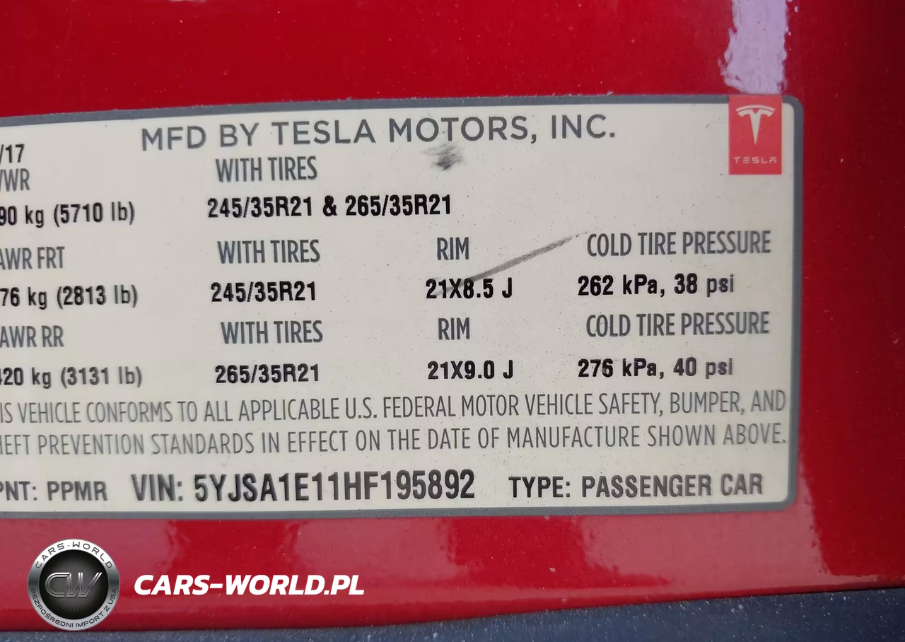 2017 Tesla Model S 60-75 VIN:5YJSA1E11HF195892 - 9