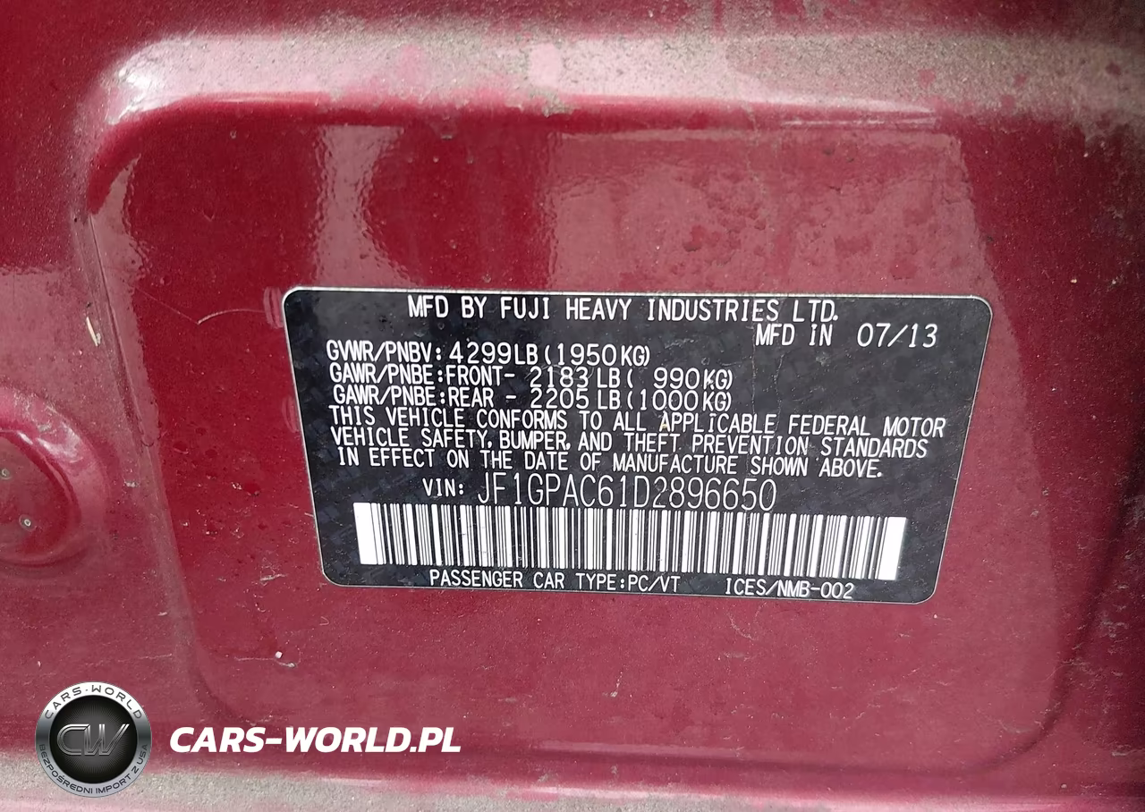 2013 Subaru Impreza 2.0I Premium VIN:JF1GPAC61D2896650 - 9