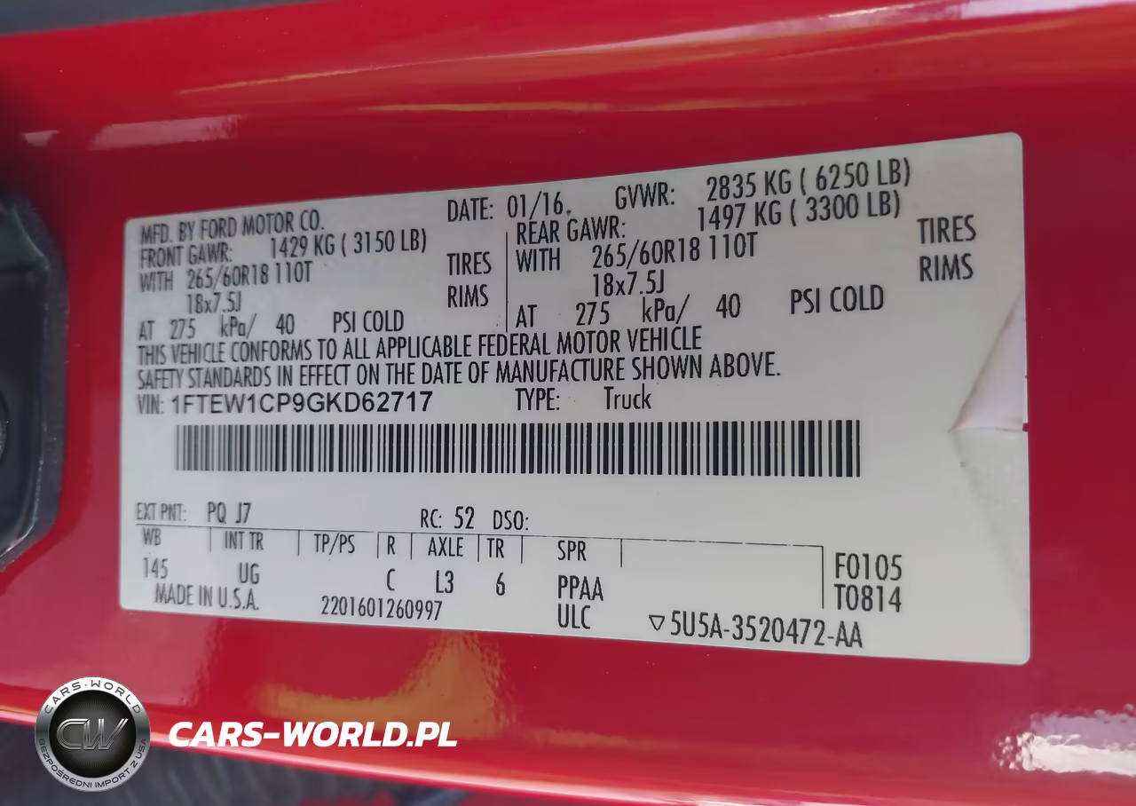 2016 Ford F-150 Xlt VIN:1FTEW1CP9GKD62717 - 9