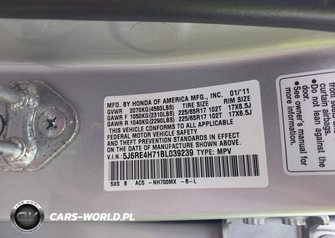2011 Honda Cr-V Ex-L VIN:5J6RE4H71BL039239 - 9