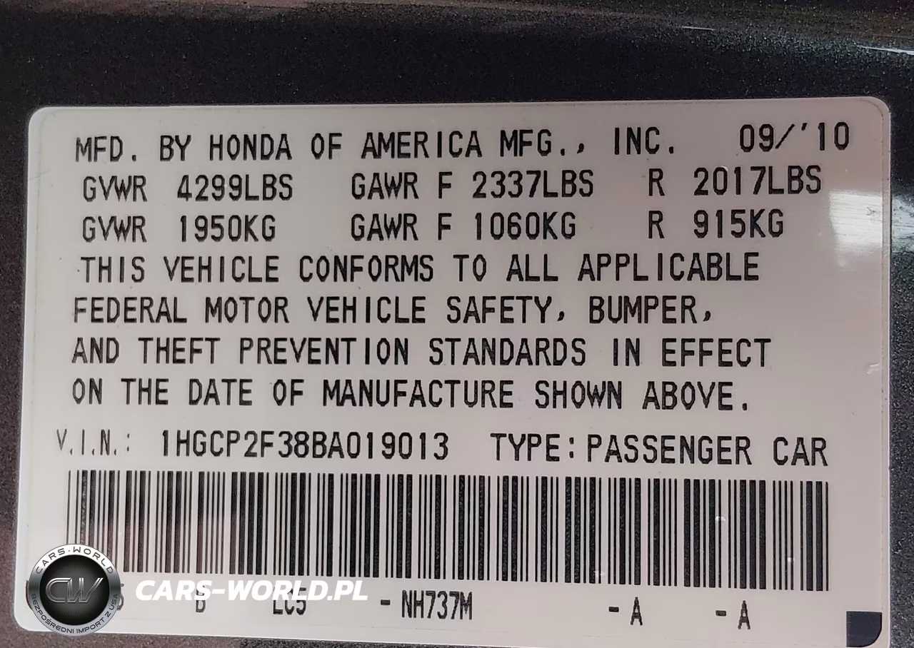 2011 Honda Accord 2.4 Lx VIN:1HGCP2F38BA019013 - 9