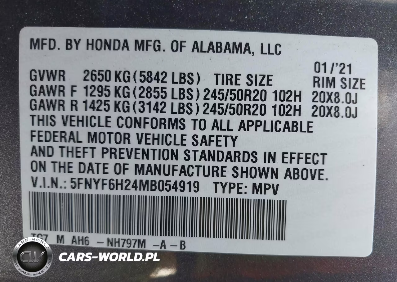 2021 Honda Pilot Awd Special Edition VIN:5FNYF6H24MB054919 - 9