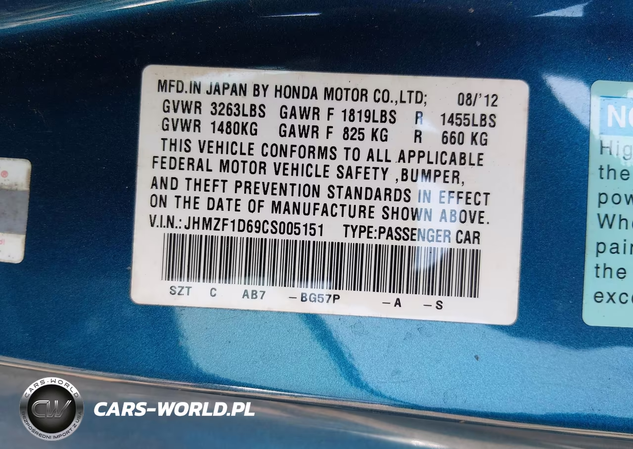 2012 Honda Cr-Z Ex VIN:JHMZF1D69CS005151 - 9