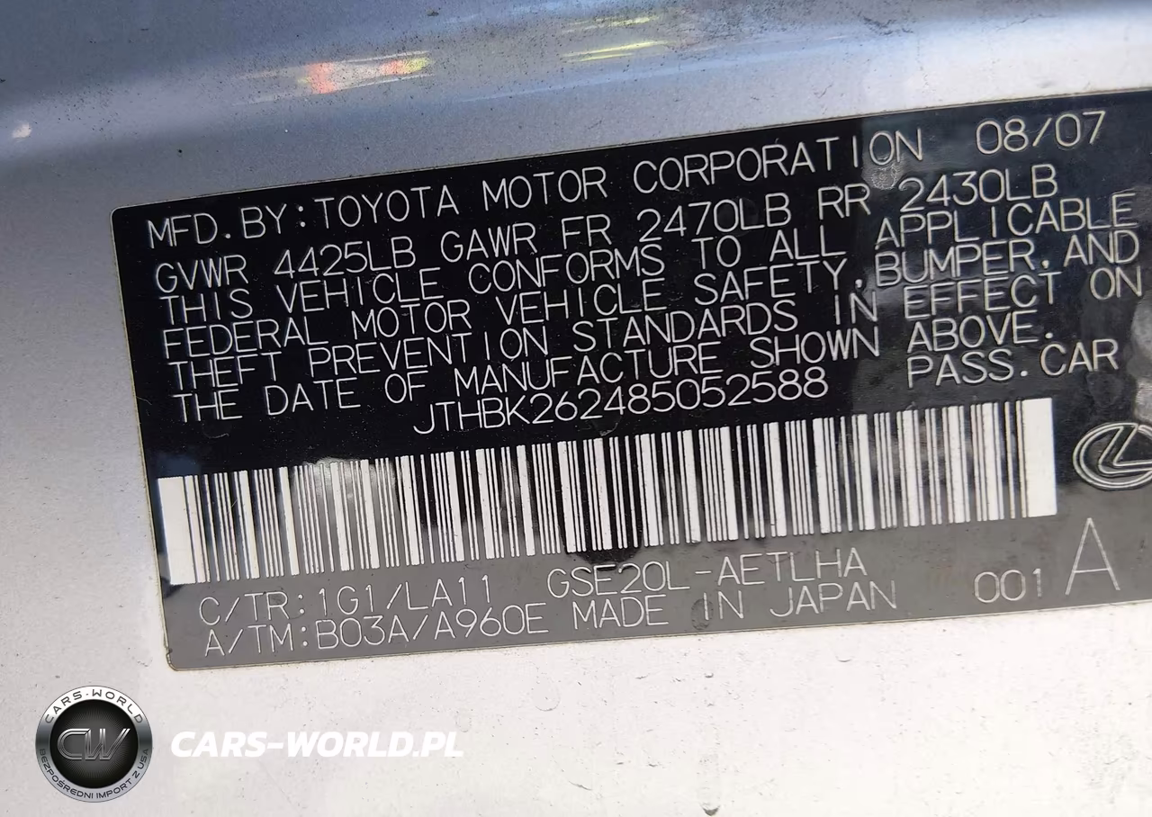 2008 Lexus Is 250 VIN:JTHBK262485052588 - 9