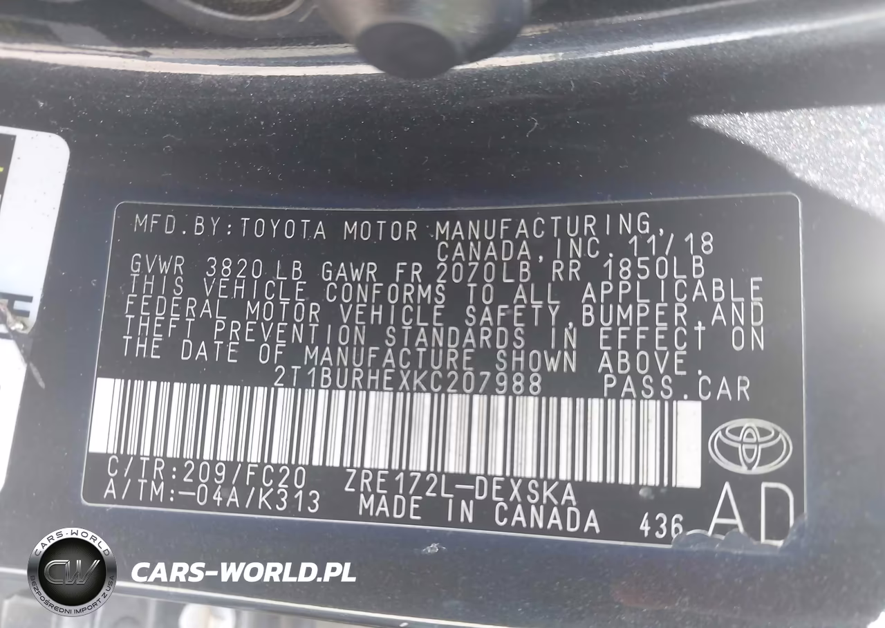 2019 Toyota Corolla Se VIN:2T1BURHEXKC207988 - 9