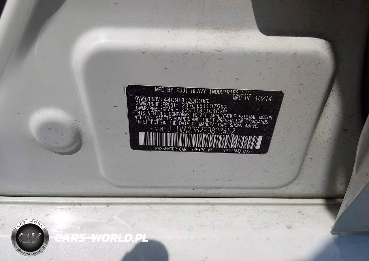 2015 Subaru Wrx Sti VIN:JF1VA2P62F9823452 - 9