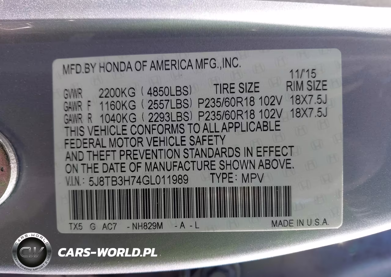 2016 Acura Rdx Advance Package VIN:5J8TB3H74GL011989 - 9