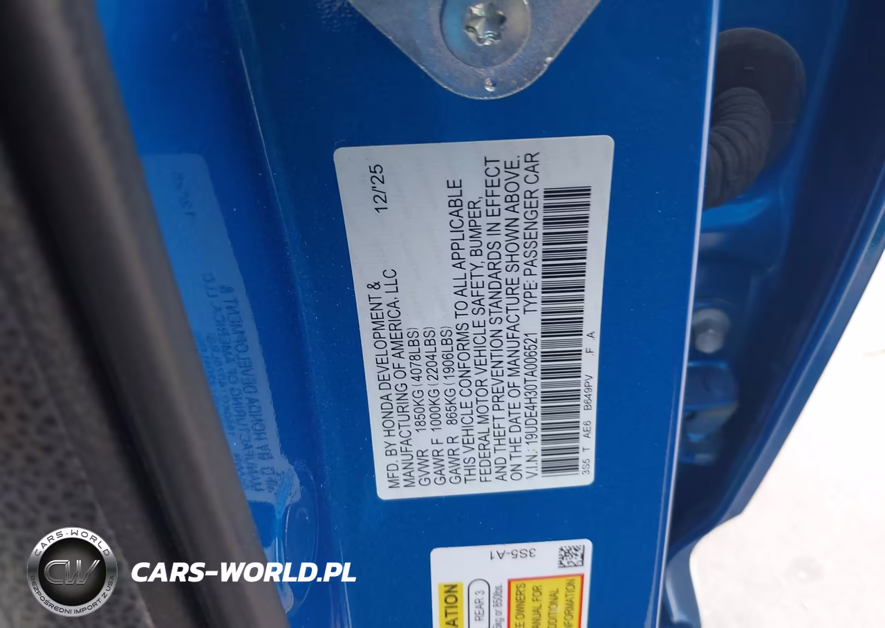 2026 Acura Integra Fwd A-Spec VIN:19UDE4H30TA006521 - 9