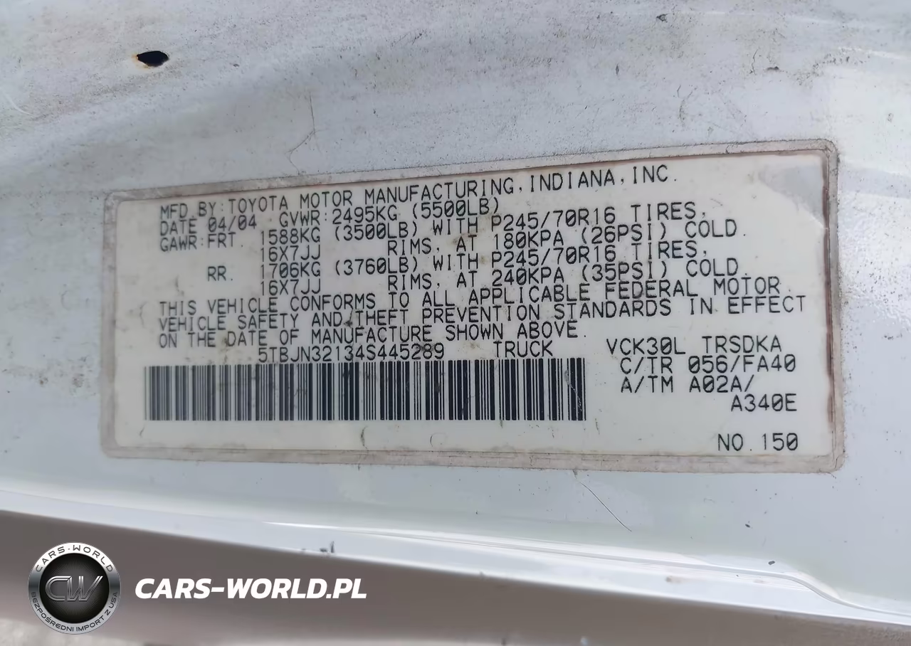2004 Toyota Tundra VIN:5TBJN32134S445289 - 9