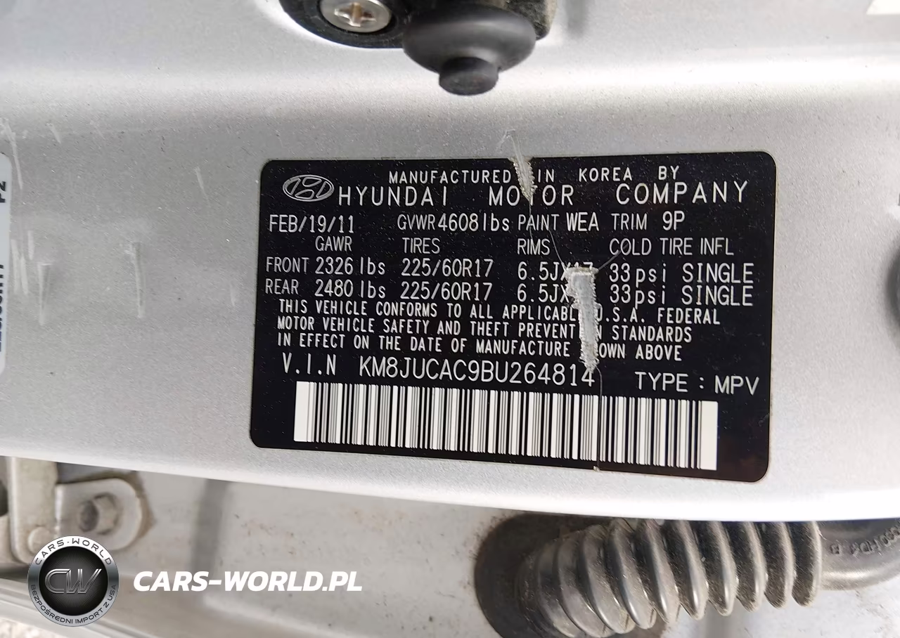 2011 Hyundai Tucson Gls VIN:KM8JUCAC9BU264814 - 9