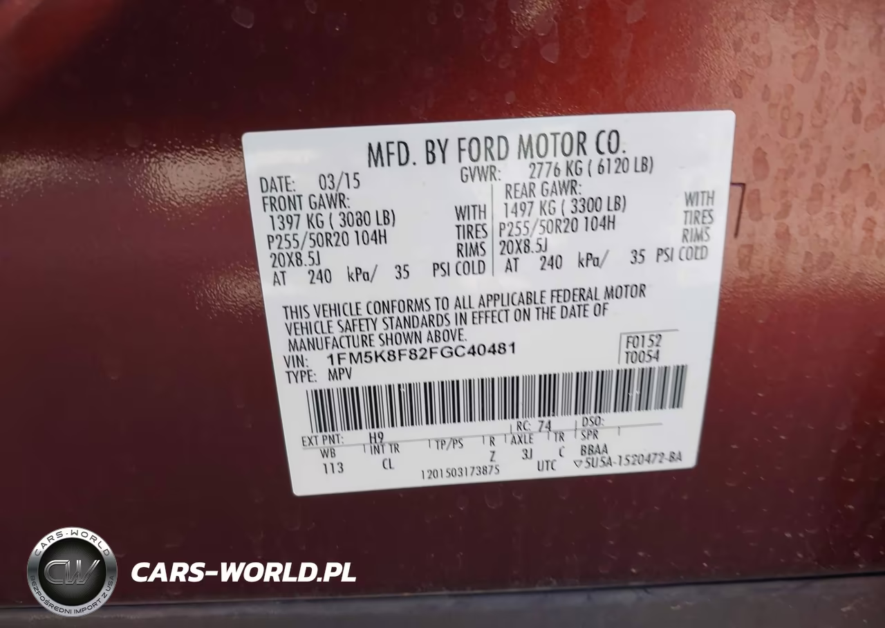 2015 Ford Explorer Limited VIN:1FM5K8F82FGC40481 - 9