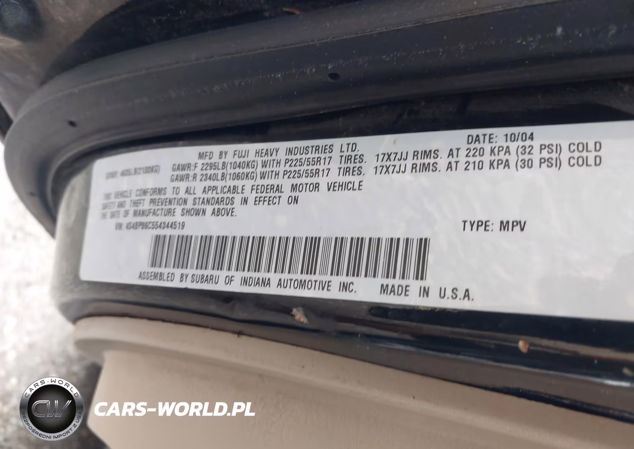 2005 Subaru Outback 3.0R L.l. Bean Edition VIN:4S4BP86C554344519 - 9