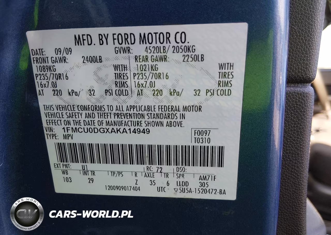 2010 Ford Escape Xlt VIN:1FMCU0DGXAKA14949 - 9