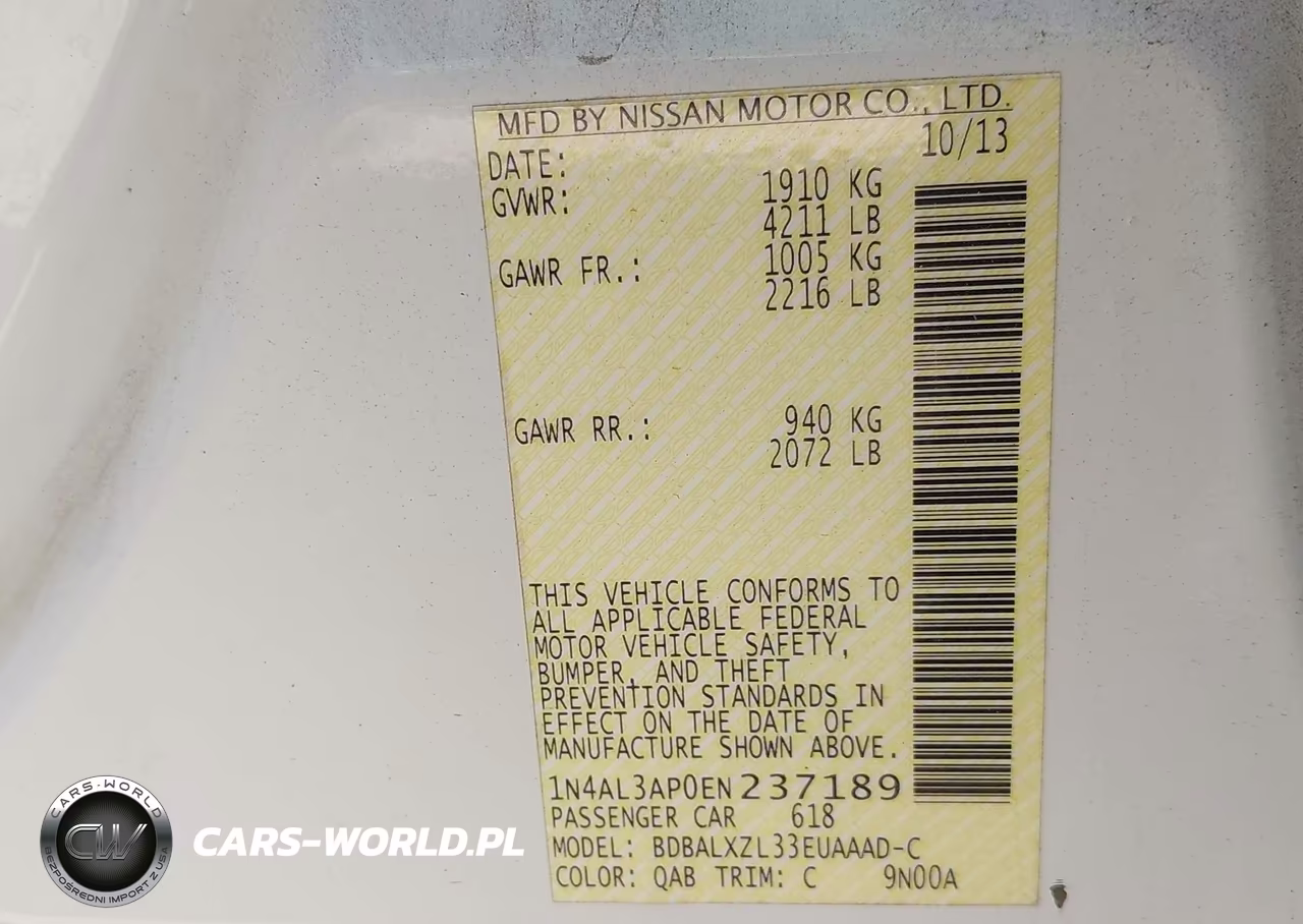 2014 Nissan Altima 2.5 Sl VIN:1N4AL3AP0EN237189 - 9