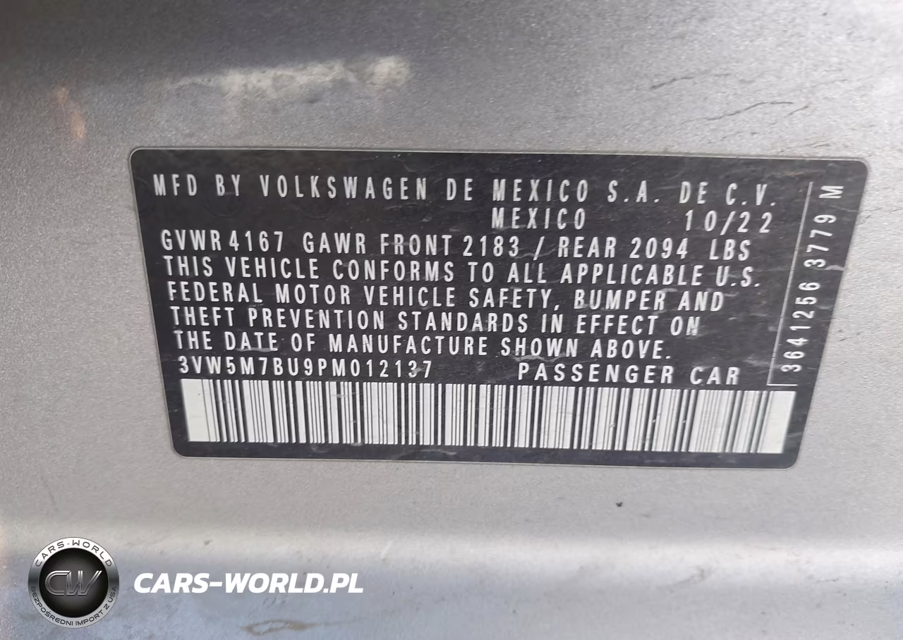 2023 Volkswagen Jetta 1.5T S VIN:3VW5M7BU9PM012137 - 9