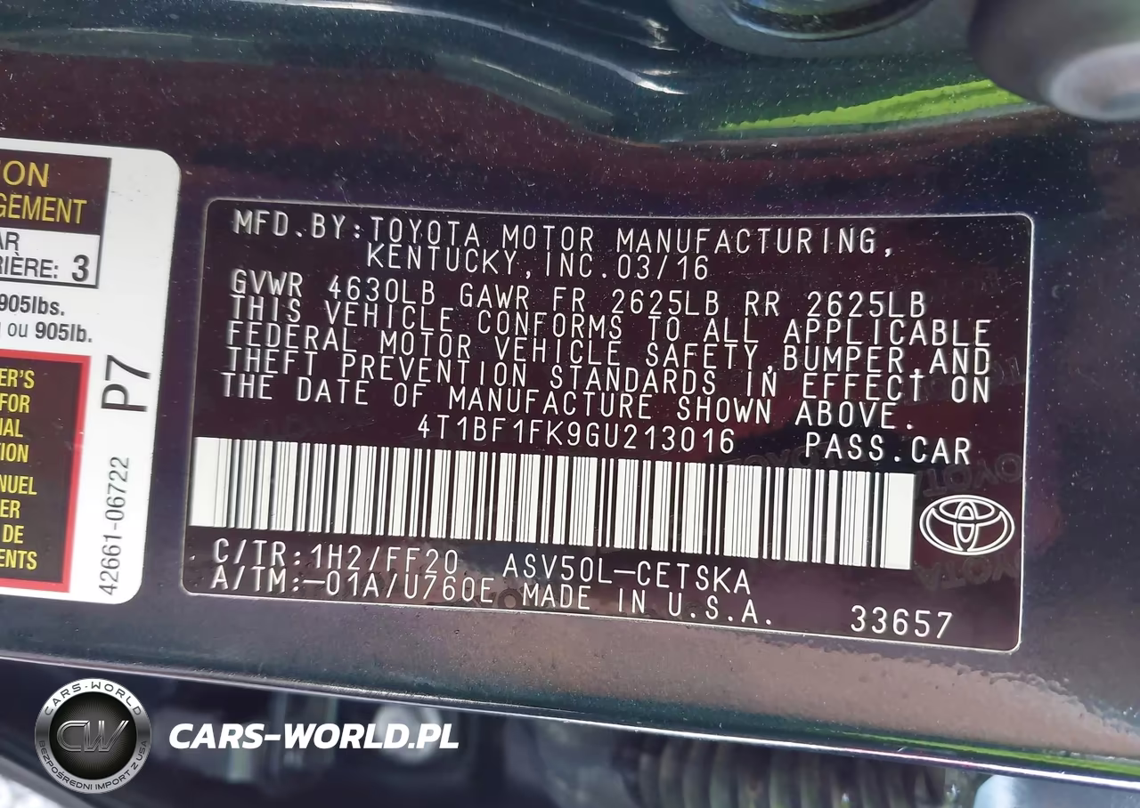 2016 Toyota Camry Se VIN:4T1BF1FK9GU213016 - 9