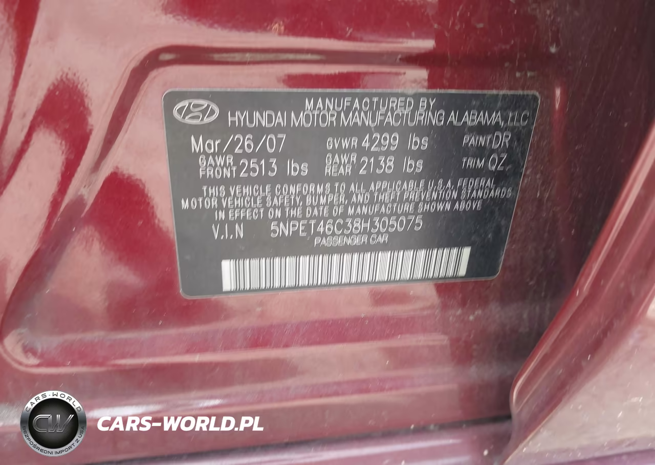 2008 Hyundai Sonata Gls VIN:5NPET46C38H305075 - 9