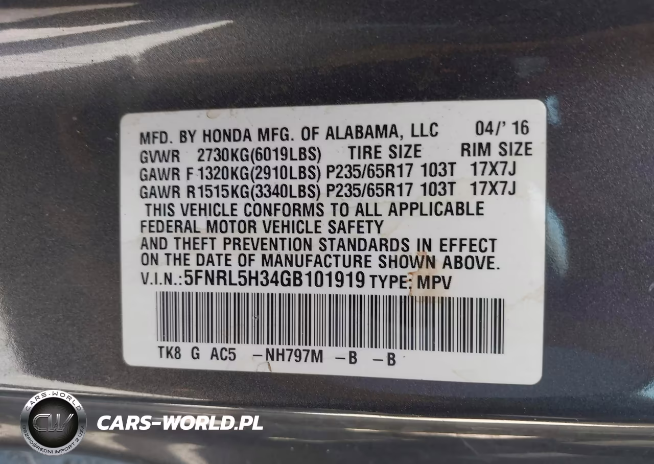 2016 Honda Odyssey Se VIN:5FNRL5H34GB101919 - 9