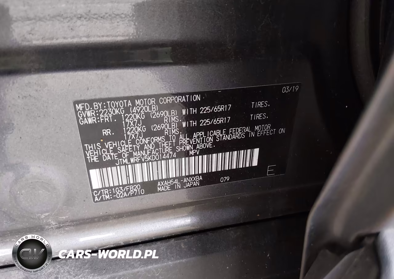 2019 Toyota Rav4 Hybrid Le VIN:JTMLWRFV5KD014474 - 9