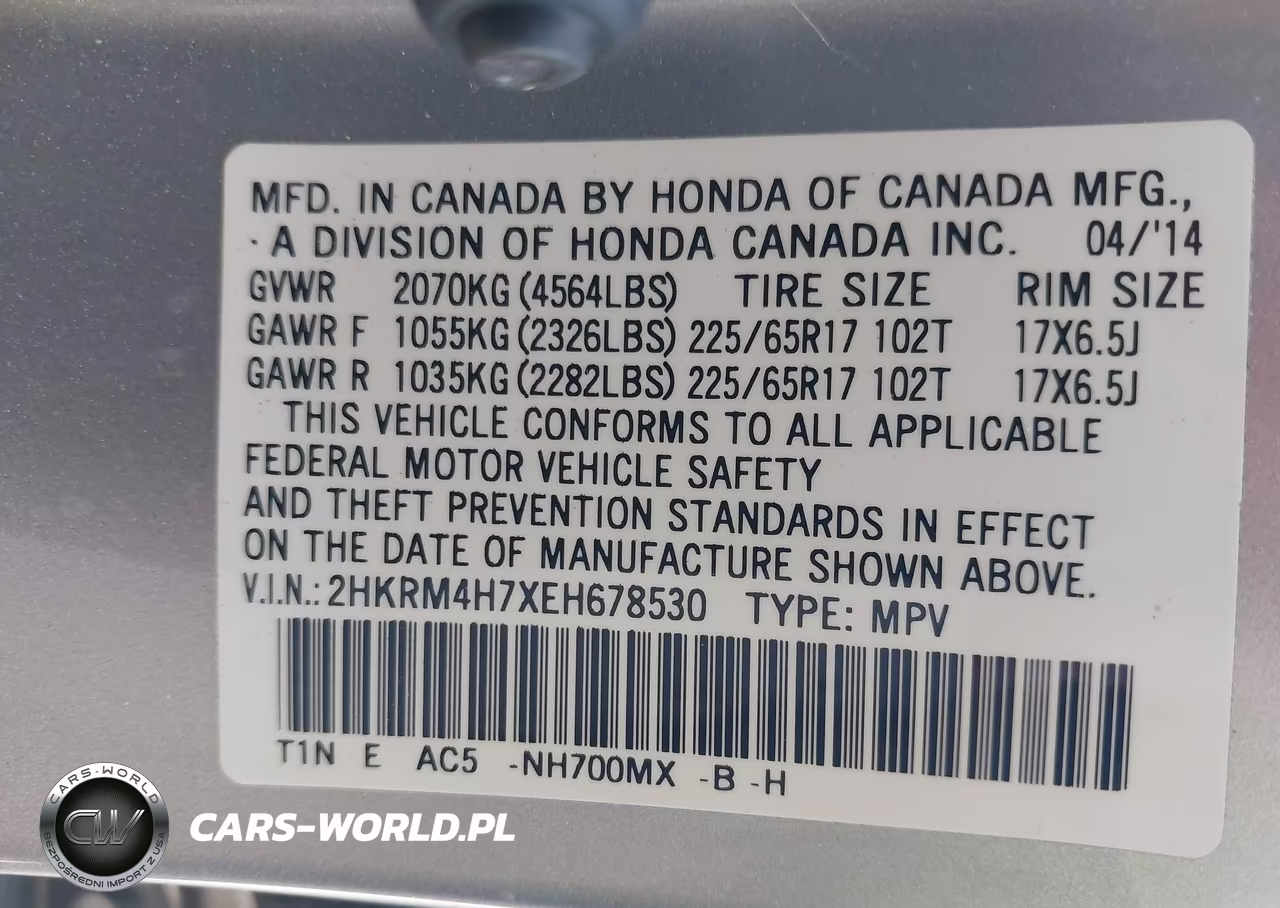 2014 Honda Cr-V Ex-L VIN:2HKRM4H7XEH678530 - 9