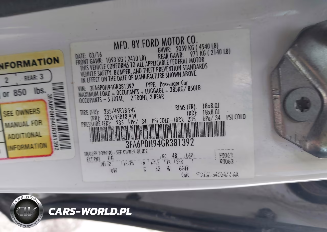 2016 Ford Fusion Se VIN:3FA6P0H94GR381392 - 9