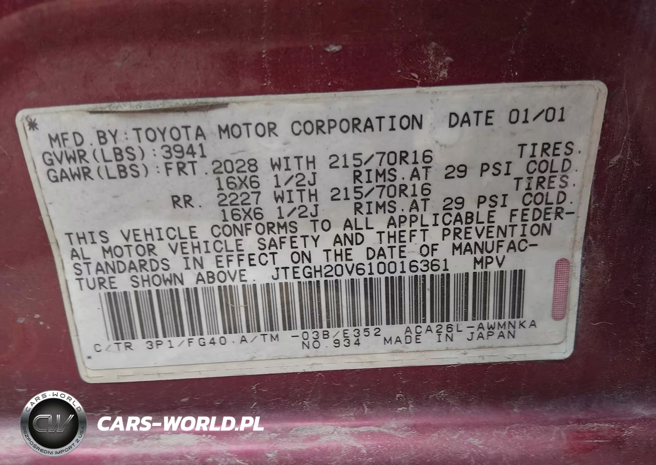 2001 Toyota Rav4 Base (M5) VIN:JTEGH20V610016361 - 9