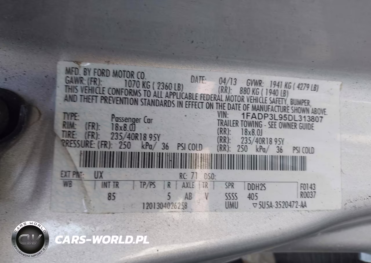 2013 Ford Focus St VIN:1FADP3L95DL313807 - 9