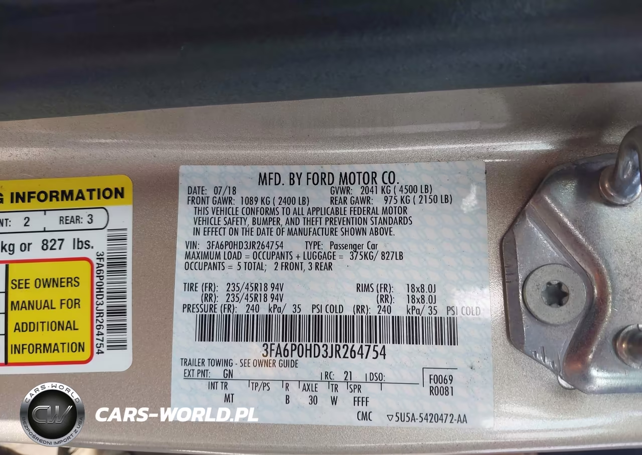 2018 Ford Fusion Se VIN:3FA6P0HD3JR264754 - 9