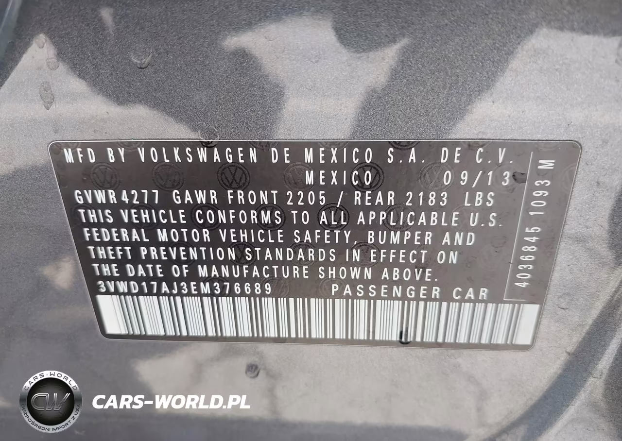 2014 Volkswagen Jetta 1.8T Se VIN:3VWD17AJ3EM376689 - 9