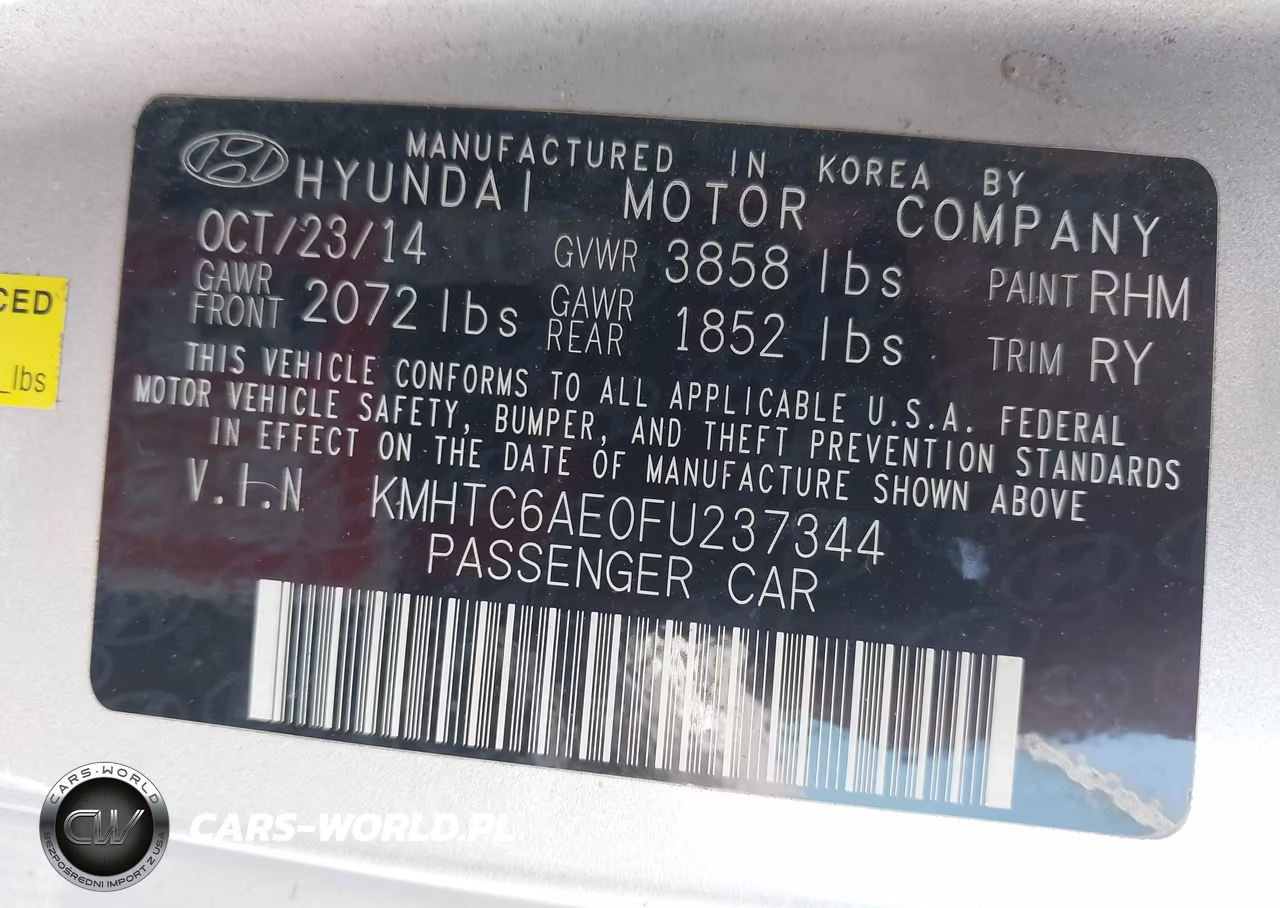 2015 Hyundai Veloster Turbo VIN:KMHTC6AE0FU237344 - 9