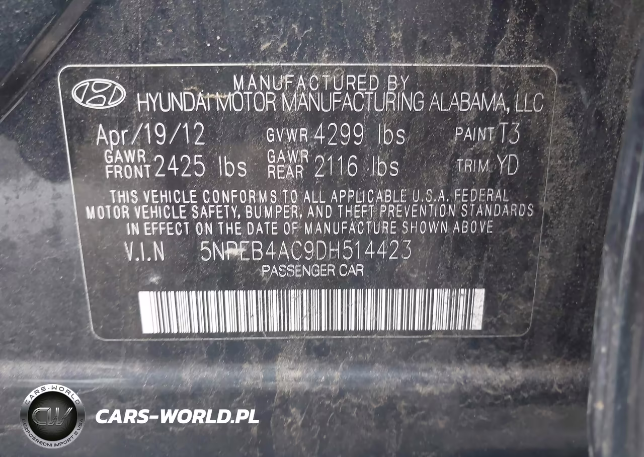 2013 Hyundai Sonata Gls VIN:5NPEB4AC9DH514423 - 9