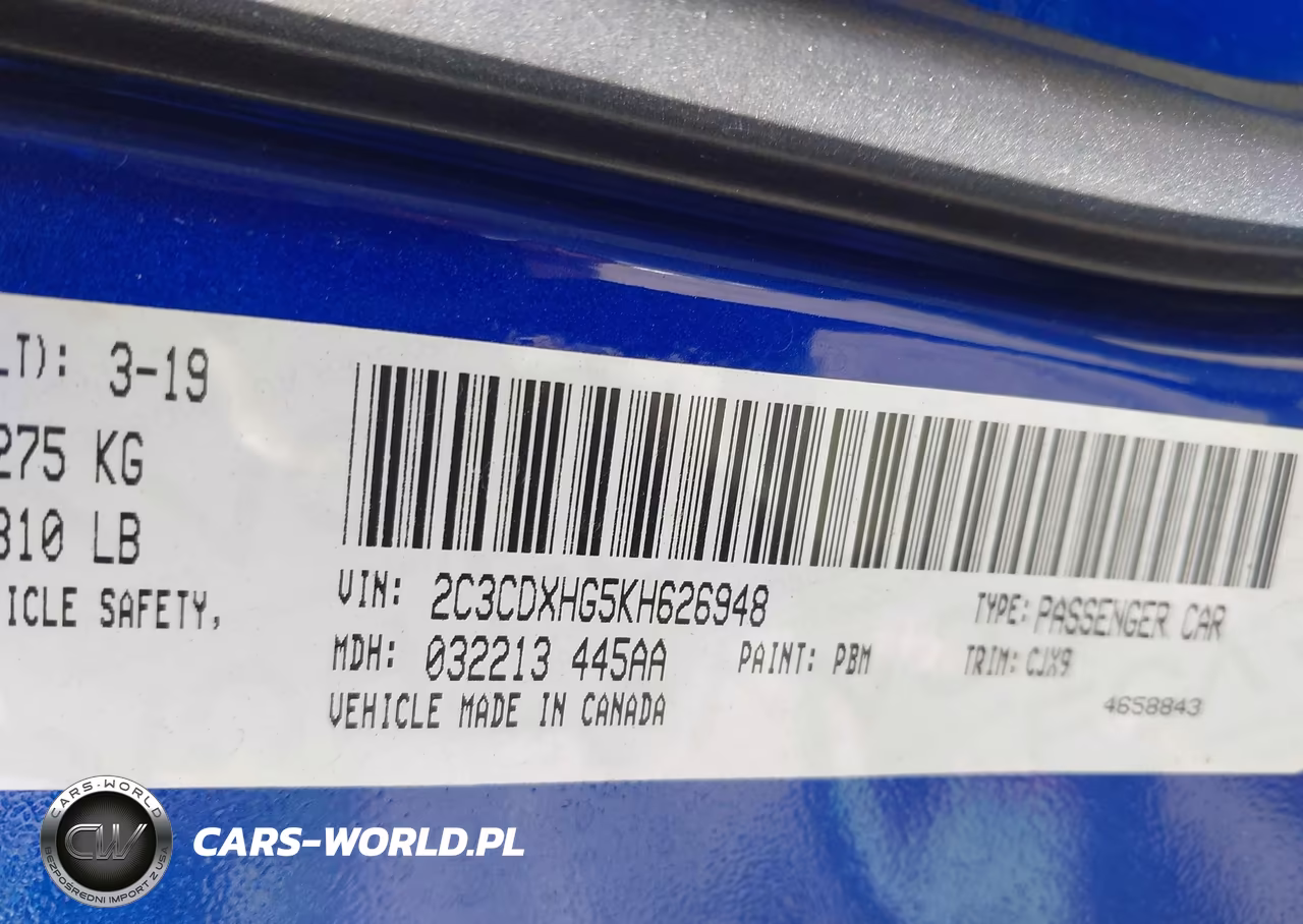 2019 Dodge Charger Gt Rwd VIN:2C3CDXHG5KH626948 - 9