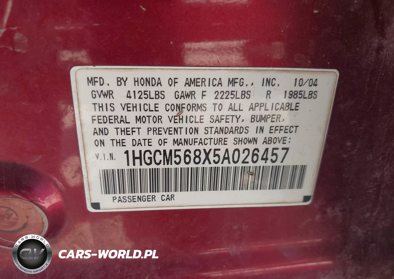 2005 Honda Accord 2.4 Ex VIN:1HGCM568X5A026457 - 9