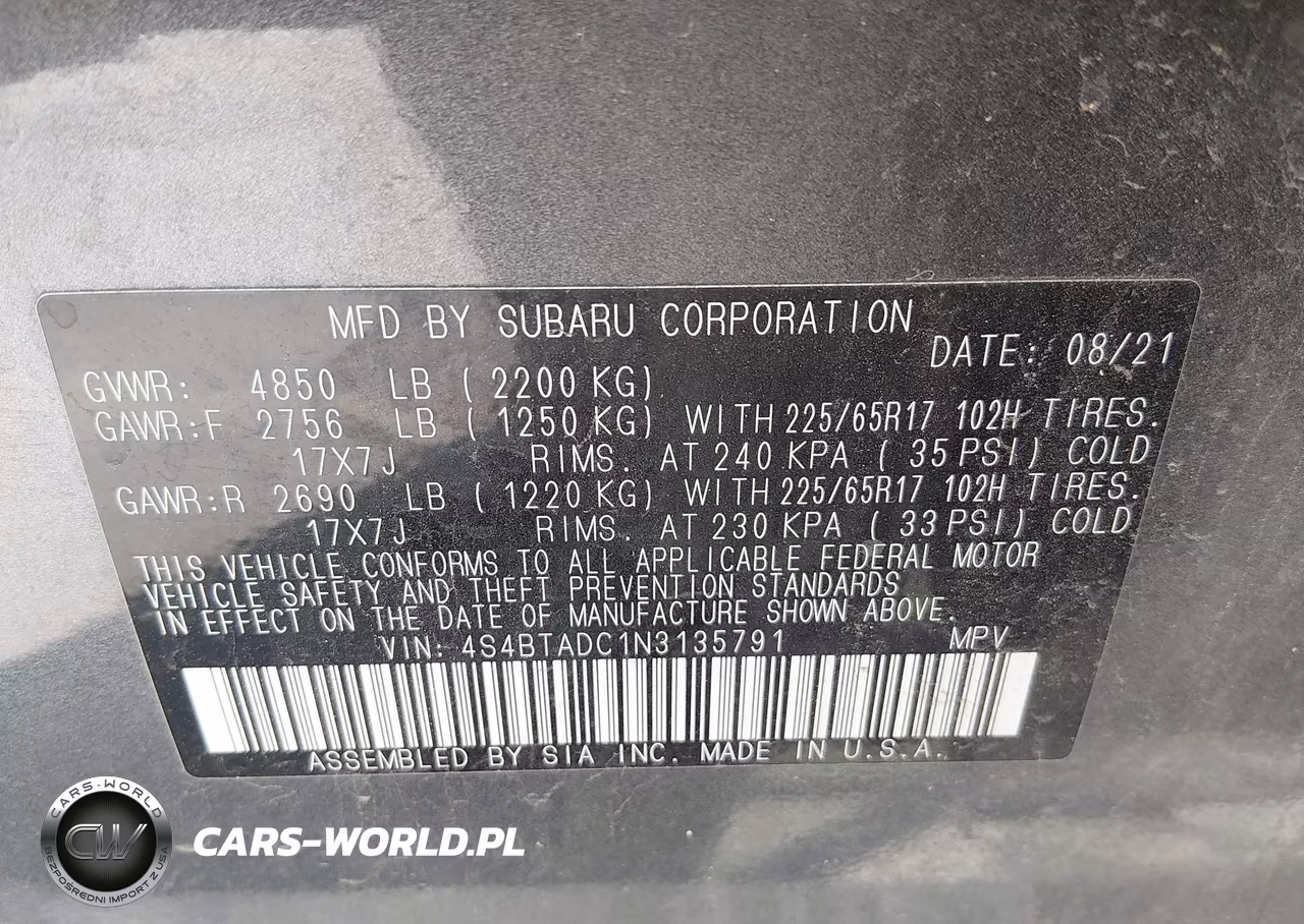 2022 Subaru Outback Premium VIN:4S4BTADC1N3135791 - 9