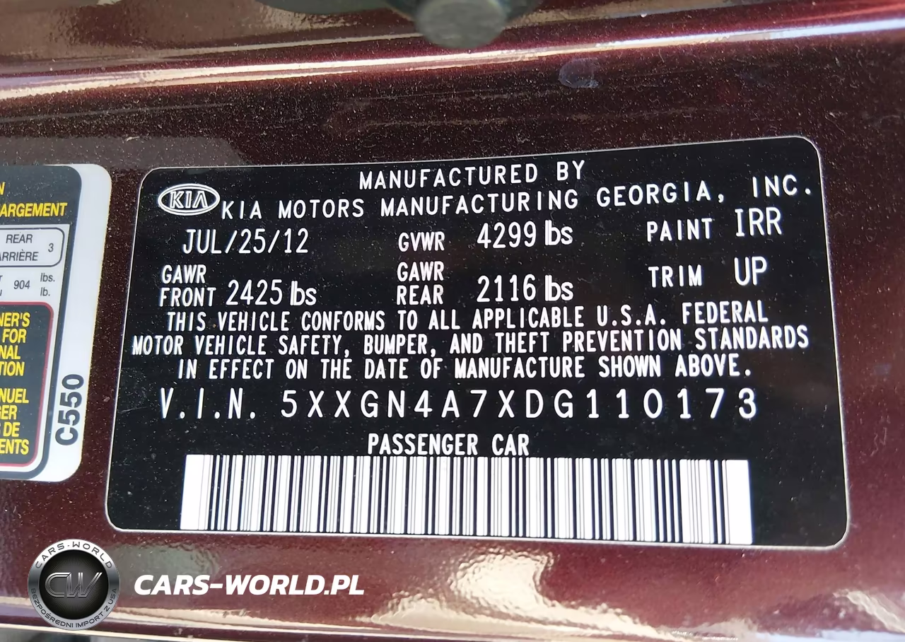 2013 Kia Optima Ex VIN:5XXGN4A7XDG110173 - 9