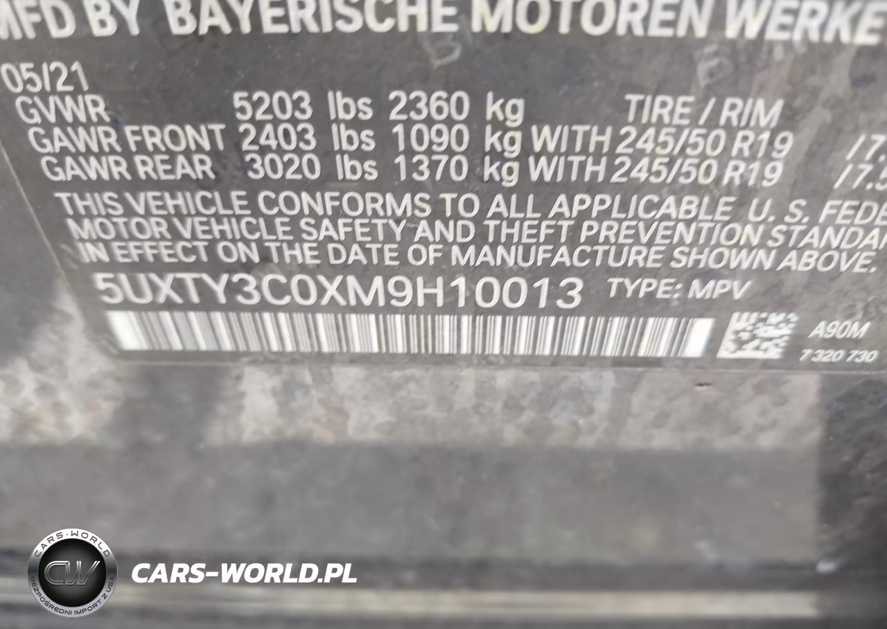 2021 BMW X3 Sdrive30I VIN:5UXTY3C0XM9H10013 - 9