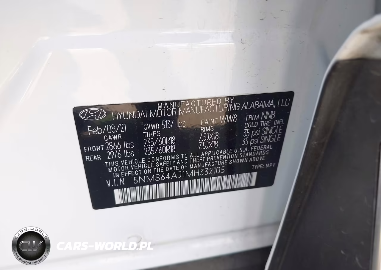 2021 Hyundai Santa Fe Sel VIN:5NMS64AJ1MH332105 - 9
