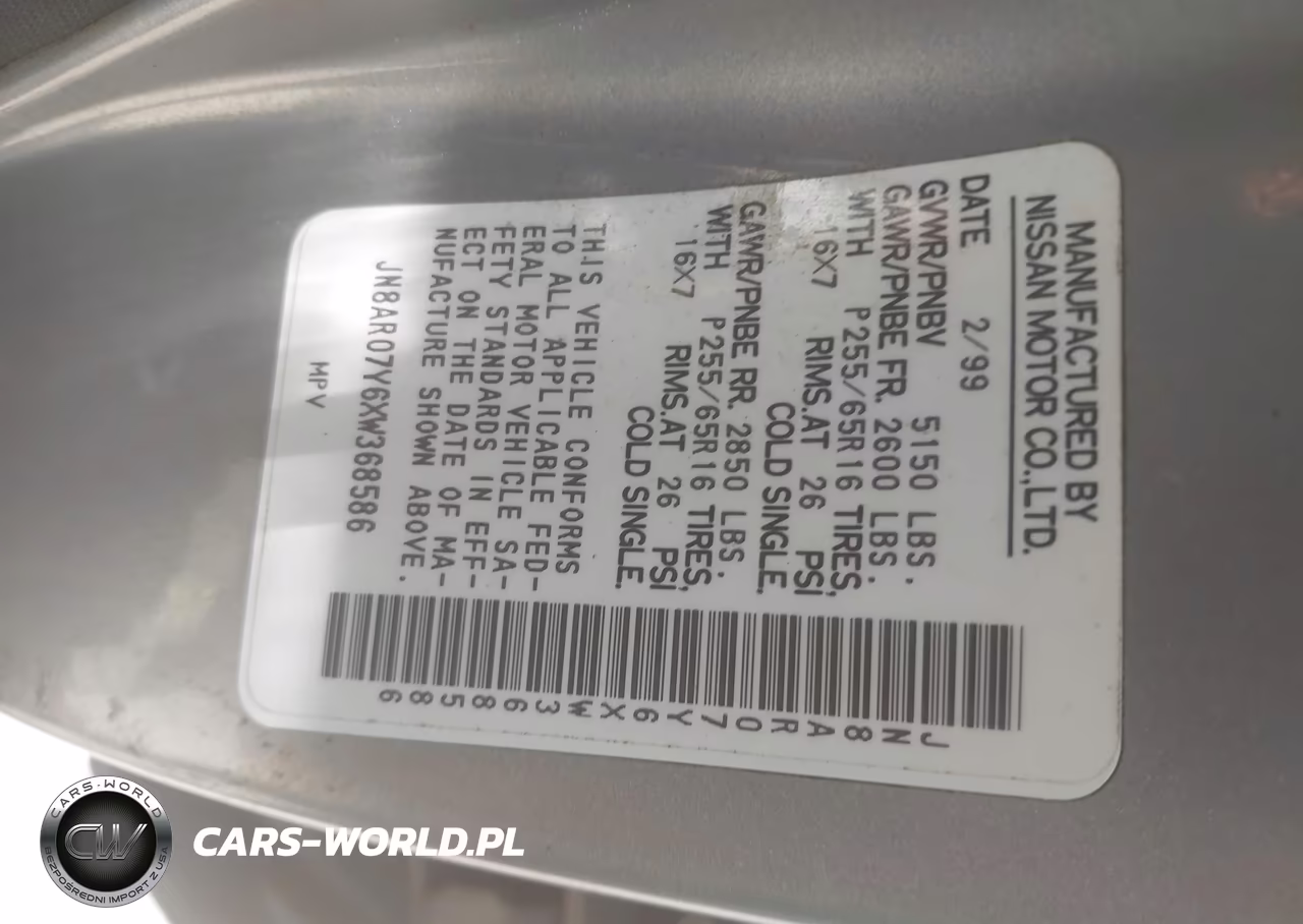 1999 Nissan Pathfinder Le-Se-Xe VIN:JN8AR07Y6XW368586 - 9