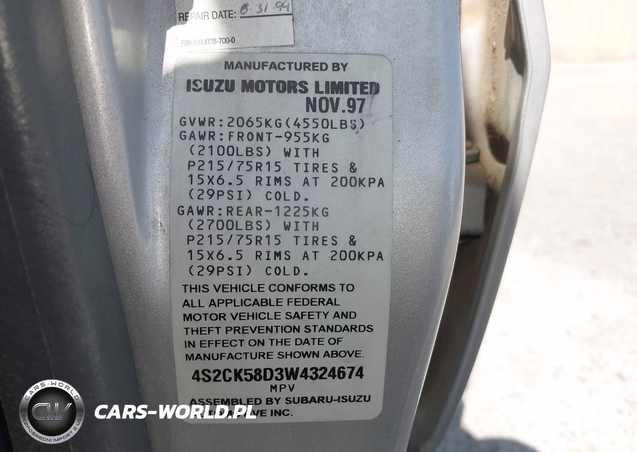 1998 Isuzu Rodeo S VIN:4S2CK58D3W4324674 - 9