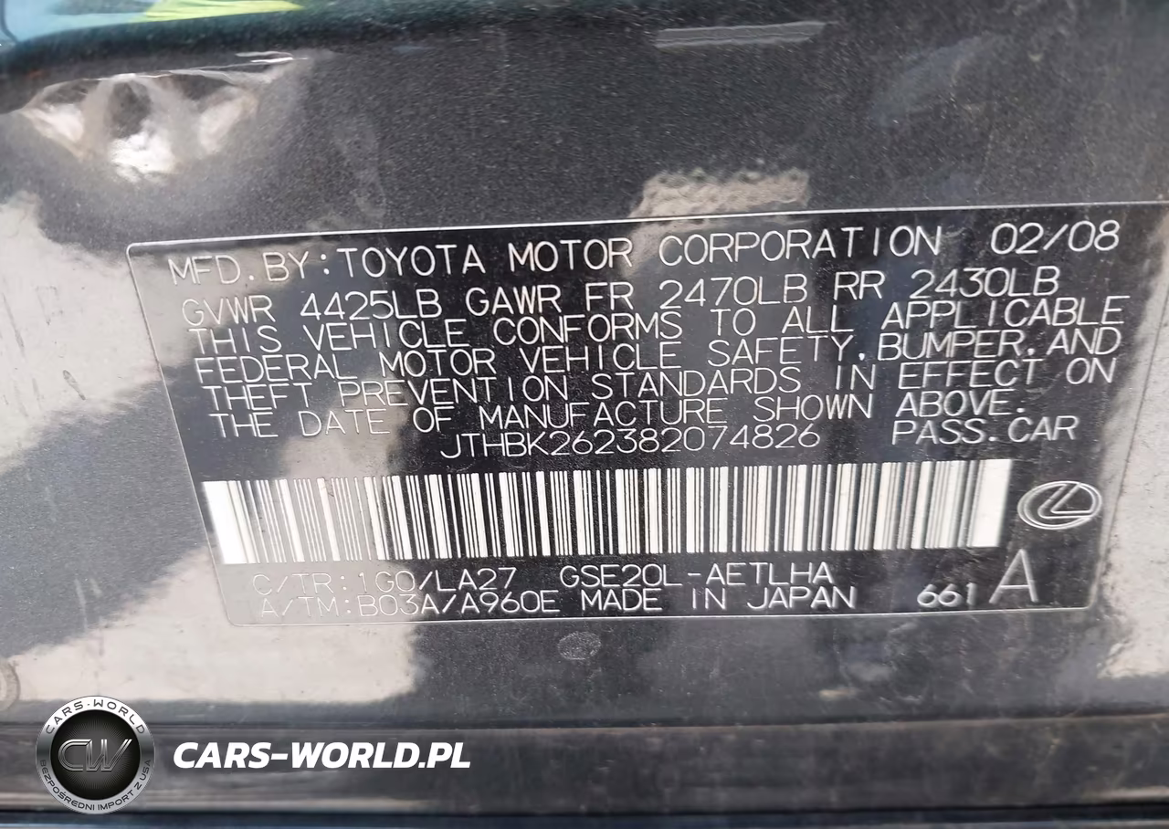 2008 Lexus Is 250 VIN:JTHBK262382074826 - 9
