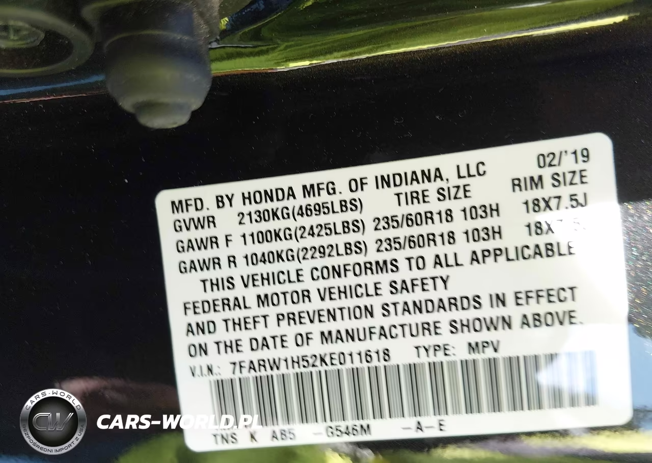 2019 Honda Cr-V Ex VIN:7FARW1H52KE011618 - 9