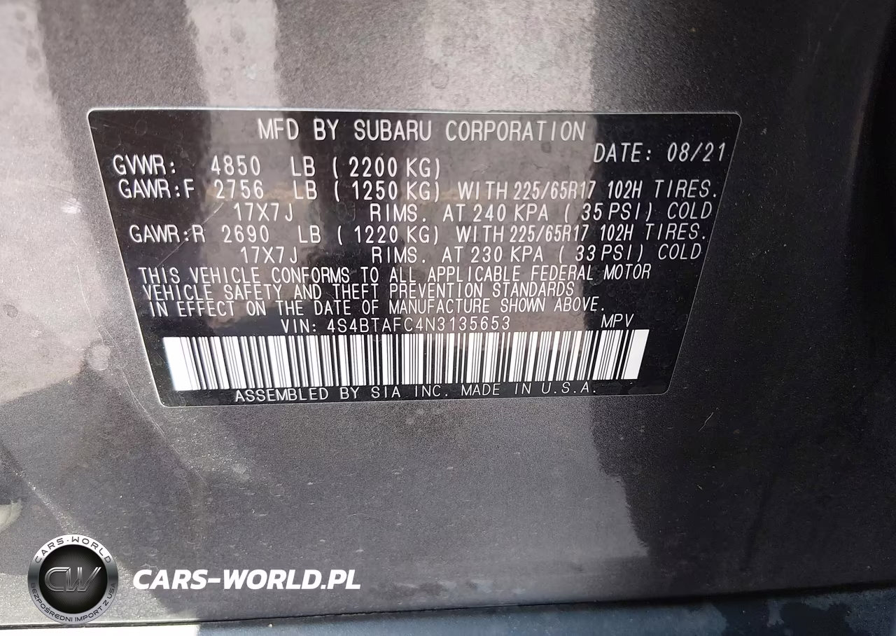 2022 Subaru Outback Premium VIN:4S4BTAFC4N3135653 - 9