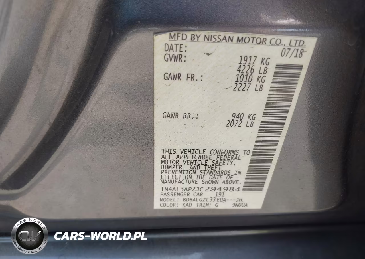 2018 Nissan Altima 2.5 S VIN:1N4AL3AP2JC294984 - 9