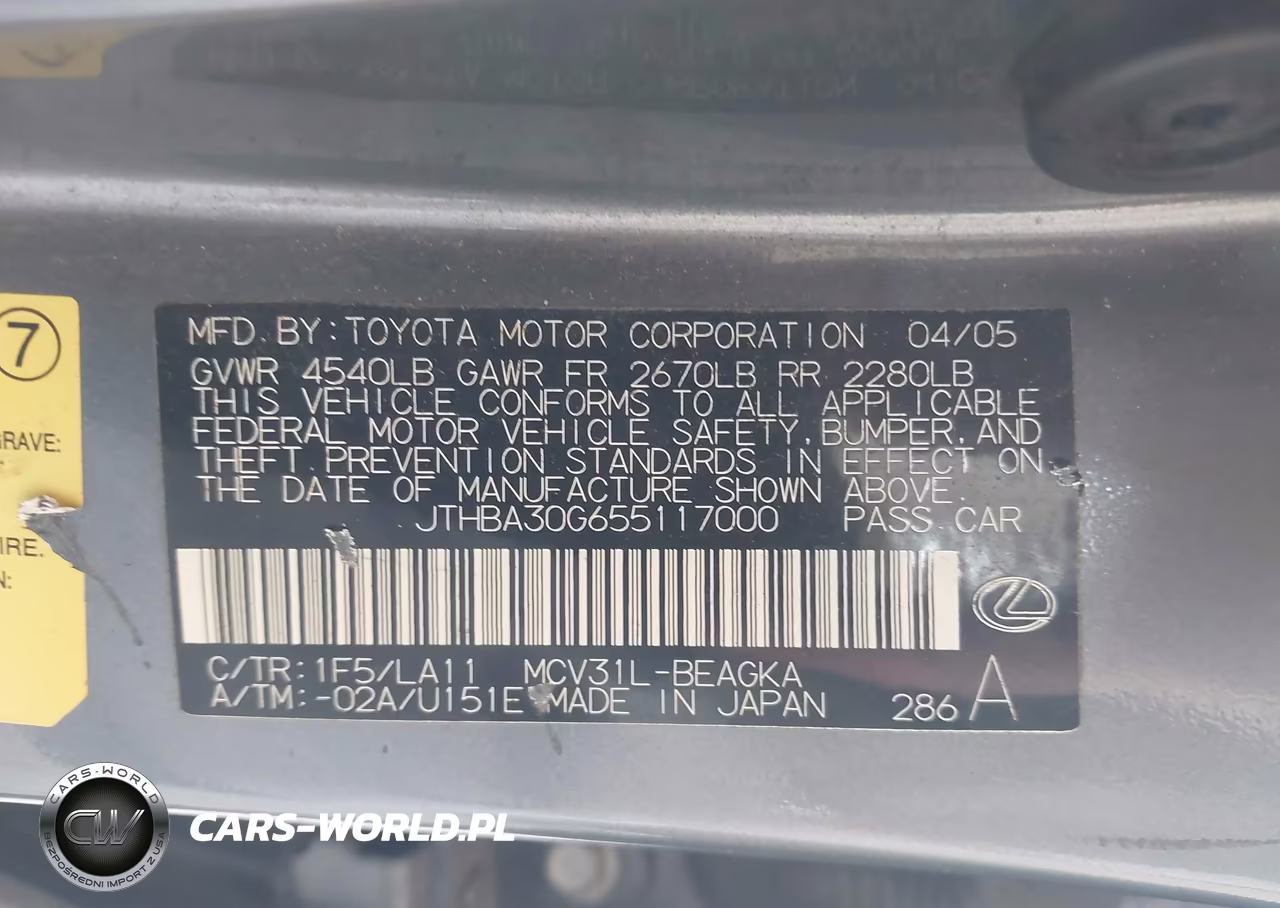 2005 Lexus Es 330 VIN:JTHBA30G655117000 - 9