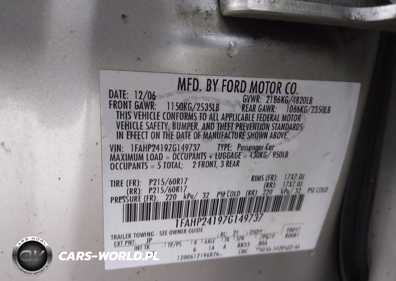 2007 Ford Five Hundred Sel VIN:1FAHP24197G149737 - 9