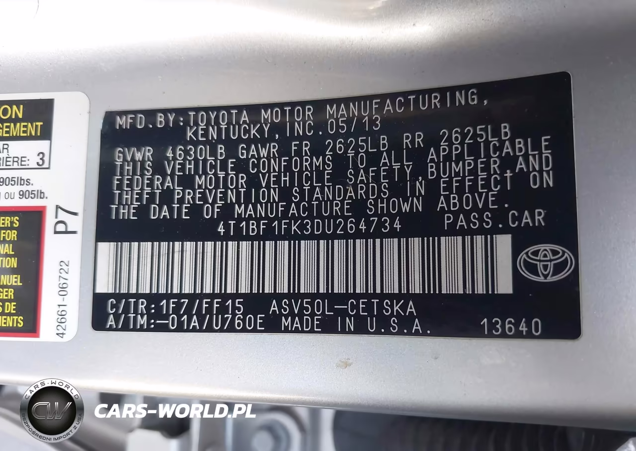 2013 Toyota Camry Se VIN:4T1BF1FK3DU264734 - 9