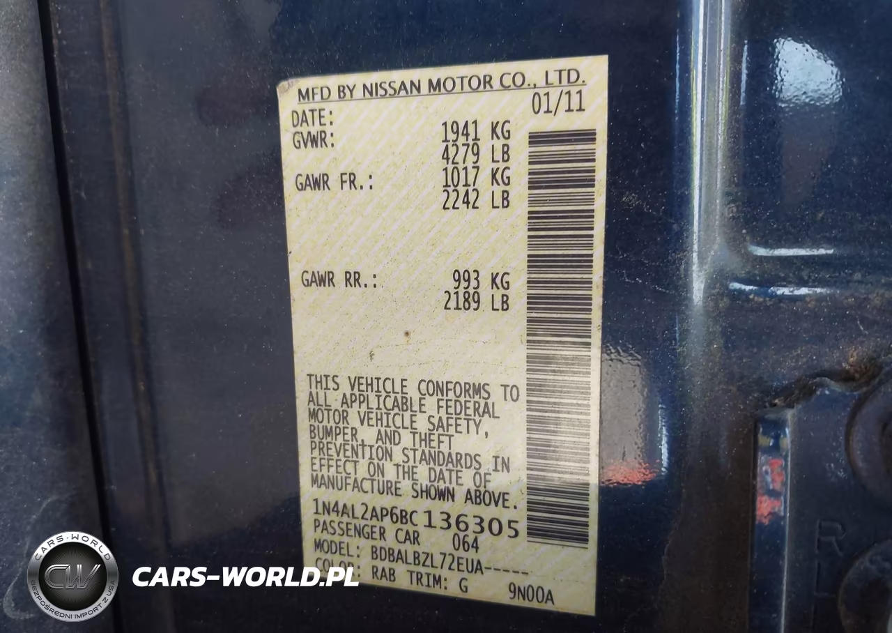 2011 Nissan Altima 2.5 S VIN:1N4AL2AP6BC136305 - 9
