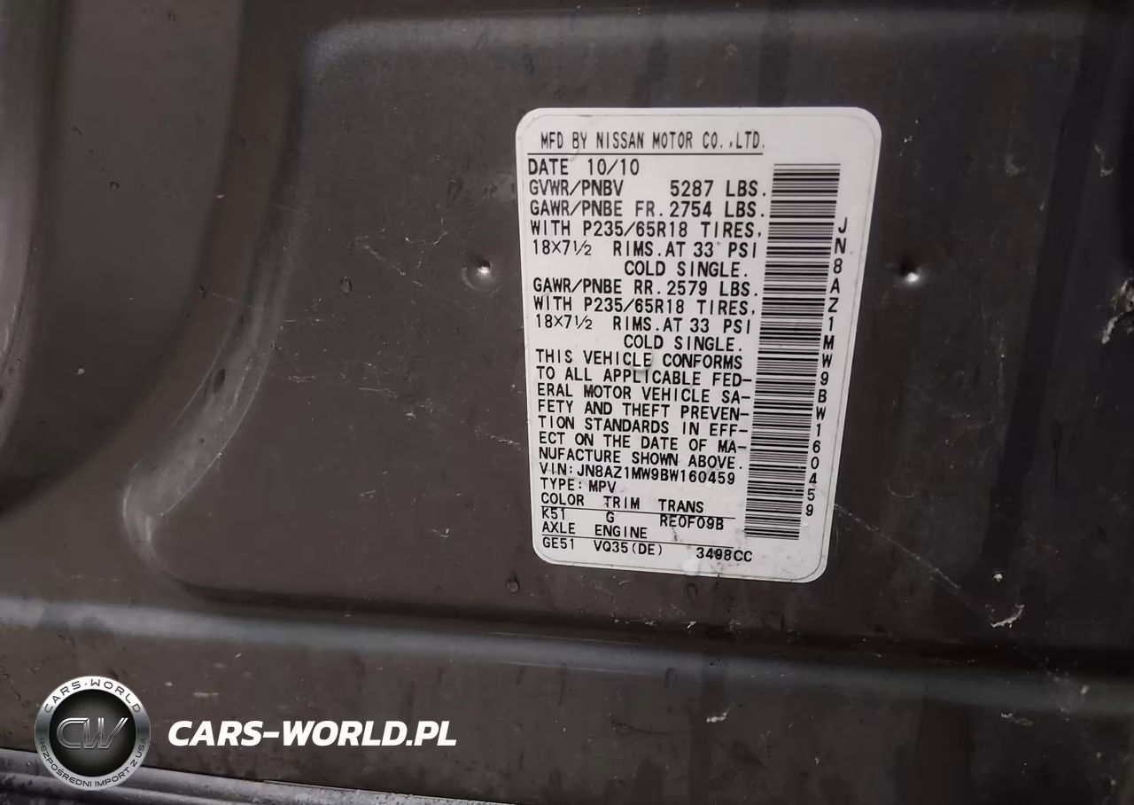 2011 Nissan Murano S VIN:JN8AZ1MW9BW160459 - 9