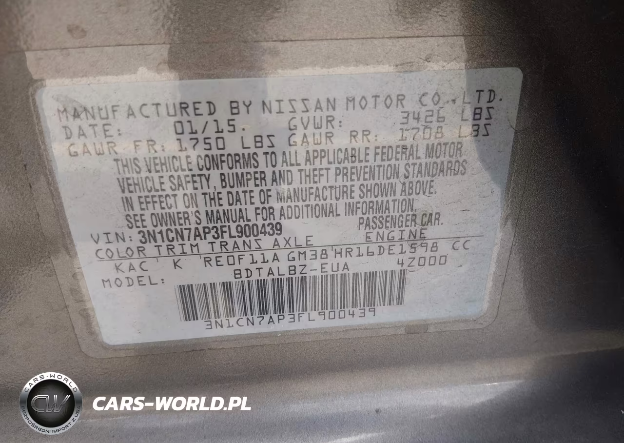 2015 Nissan Versa 1.6 Sv VIN:3N1CN7AP3FL900439 - 9