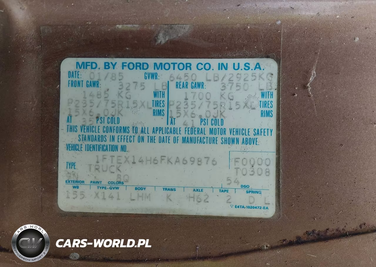 1985 Ford F150 VIN:1FTEX14H6FKA69876 - 9